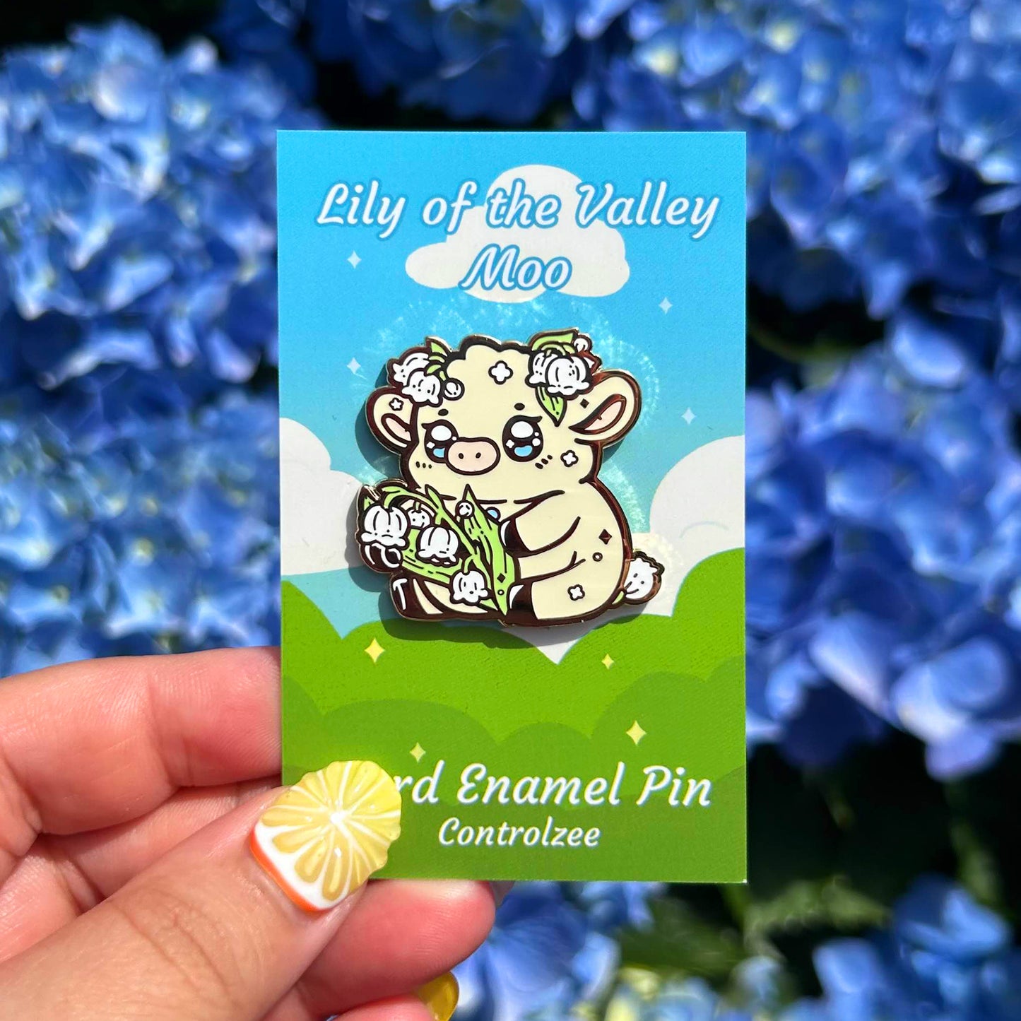 Lily of the Valley Moo Enamel Pin