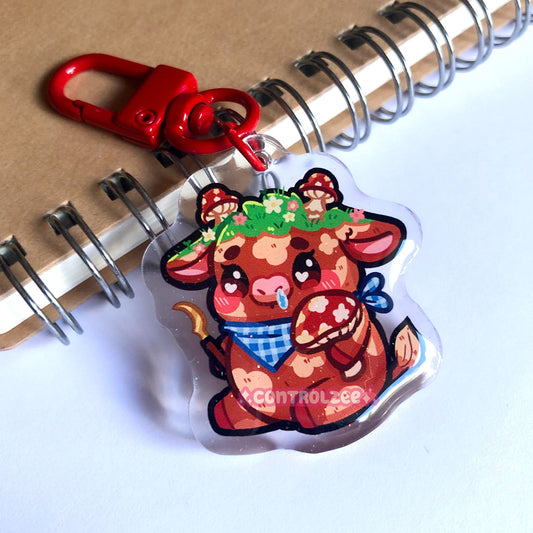 Mushroom Cow Acrylic Keychain