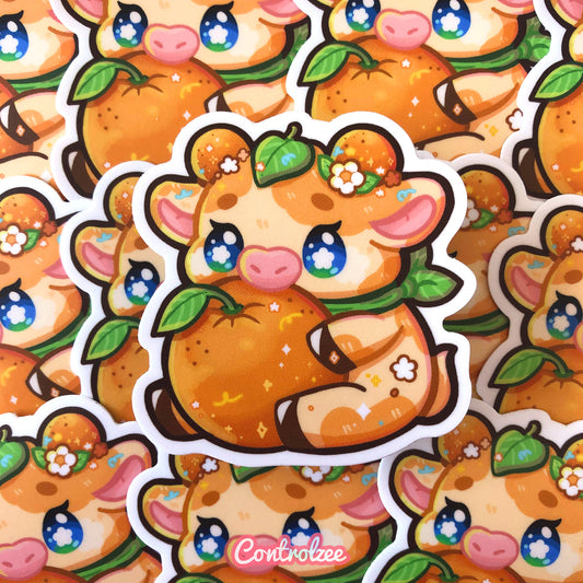 Orange Cow Sticker