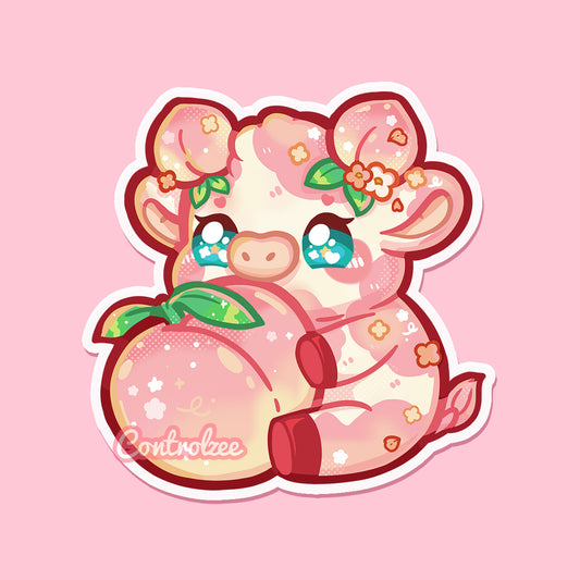 Peach Cow Sticker