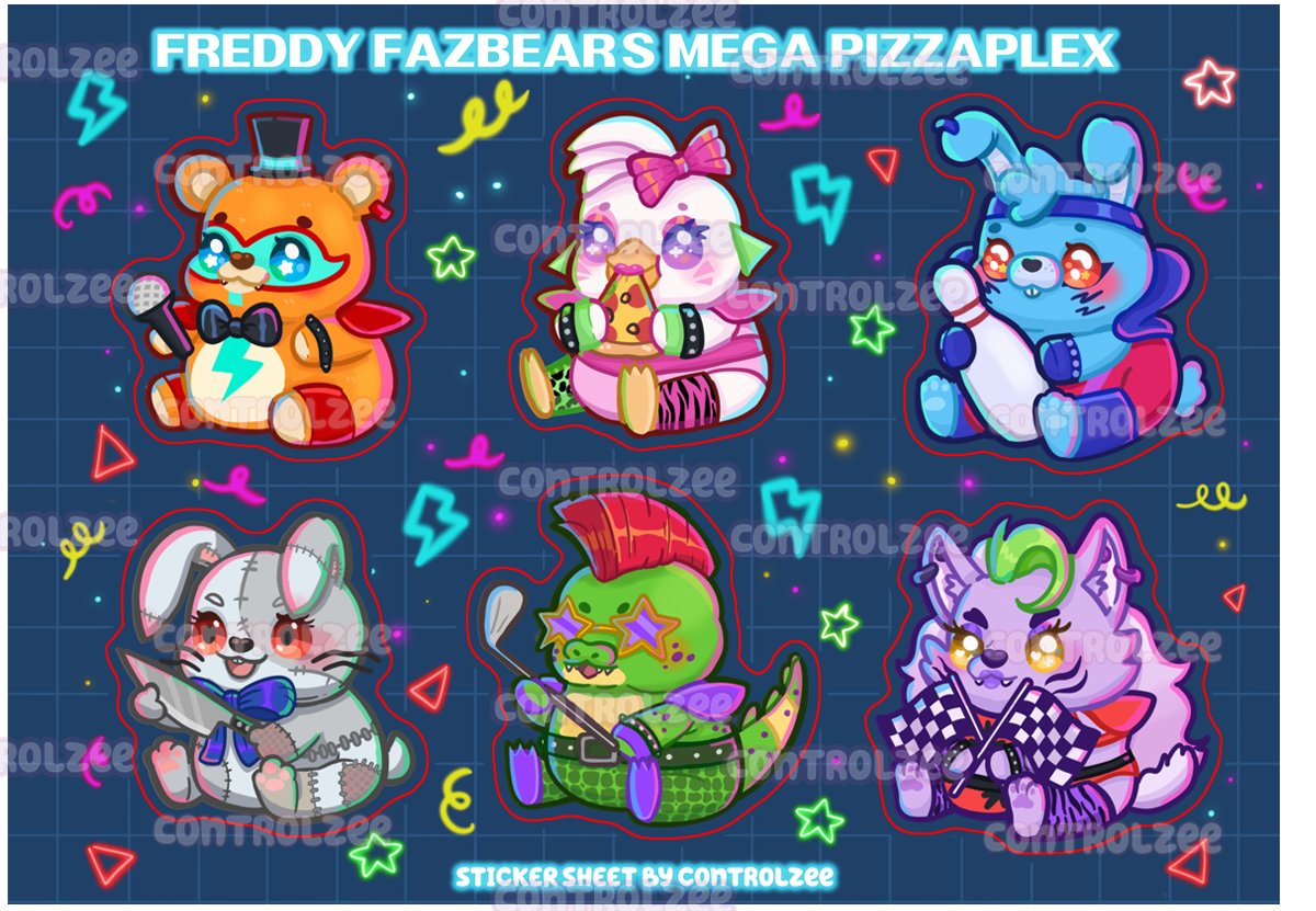 Freddy Fazbears Mega Pizzaplex Sticker Sheet