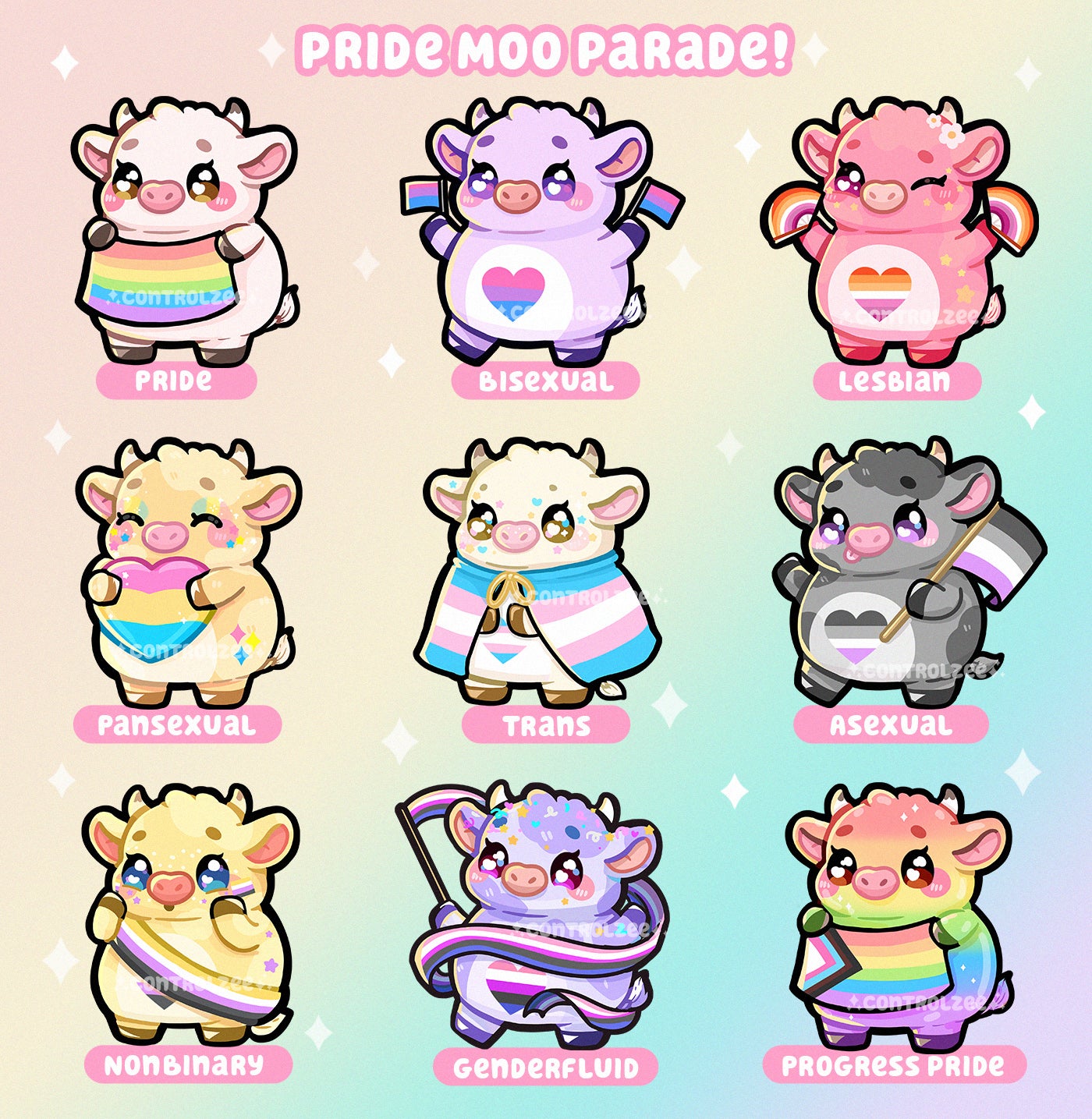 Pride Moo Parade Stickers Set