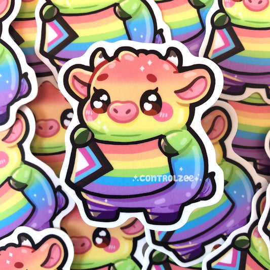 Progress Rainbow Pride Cow Sticker