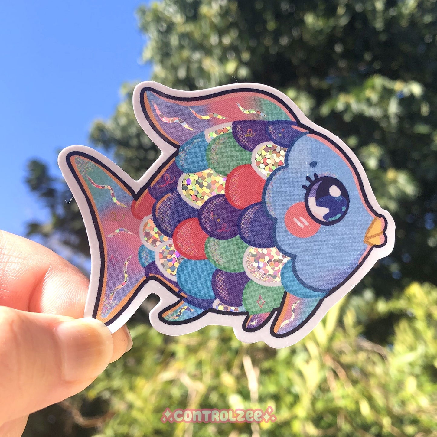 [Glitter] Rainbow Fish Sticker