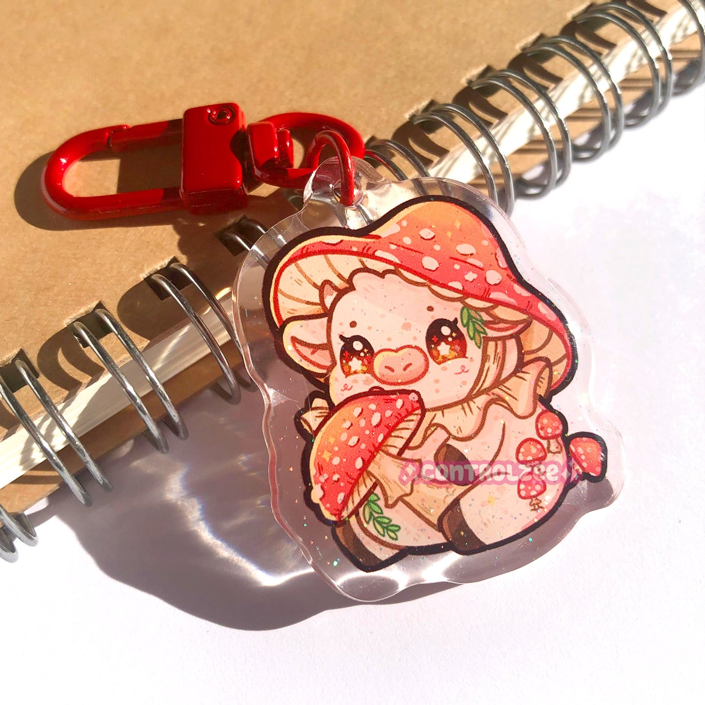 Amanita Toadstool Mushroom Cow Acrylic Keychain