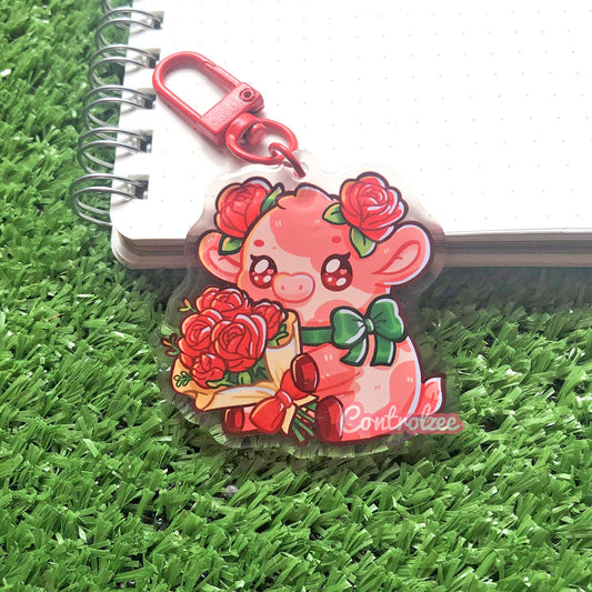 Rose Flower Moo Keychain