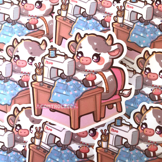 Sewing Cow Sticker