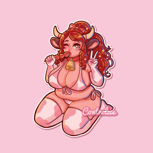 Strawberry Cow Girl Sticker