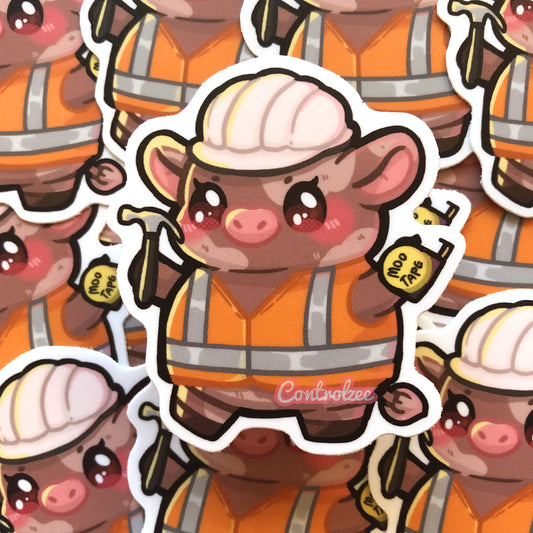 Tradie Cow Sticker