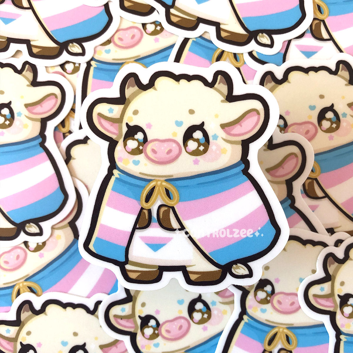 Transgender Pride Cow Sticker
