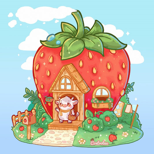 Strawberry House Cow Print