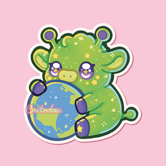 Alien Cow Sticker