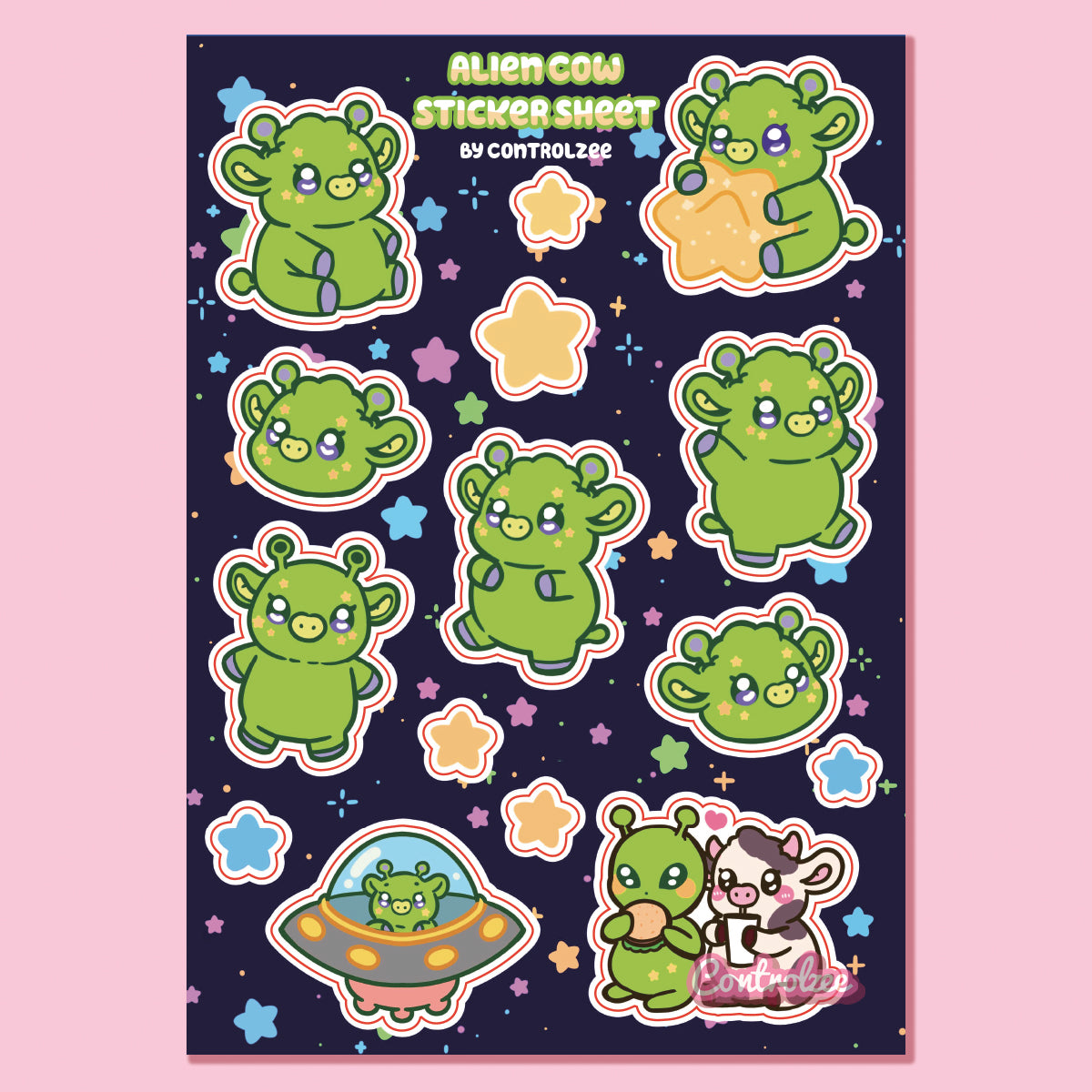 Alien Cow Sticker Sheet