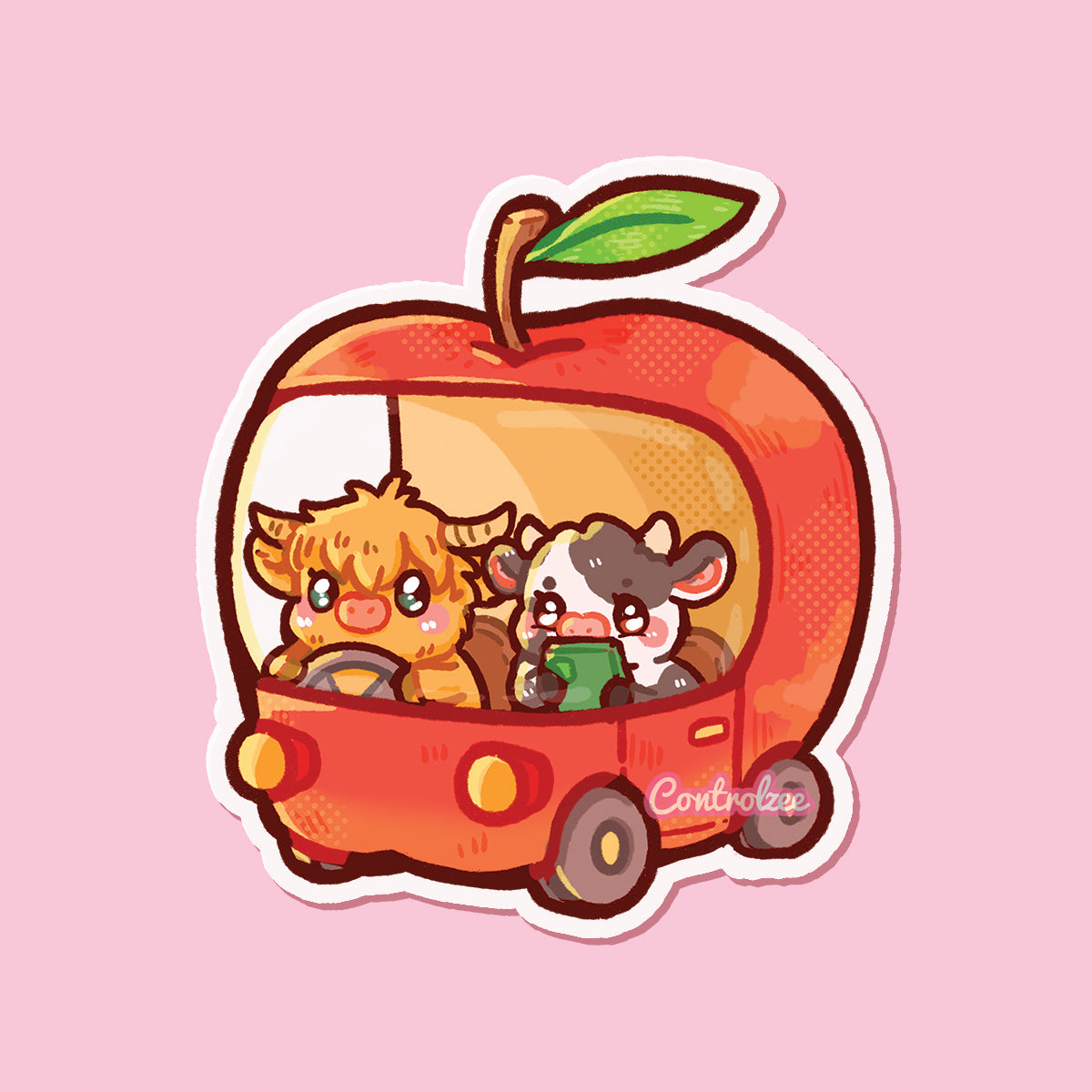 Cows in the Apple Car Sticker