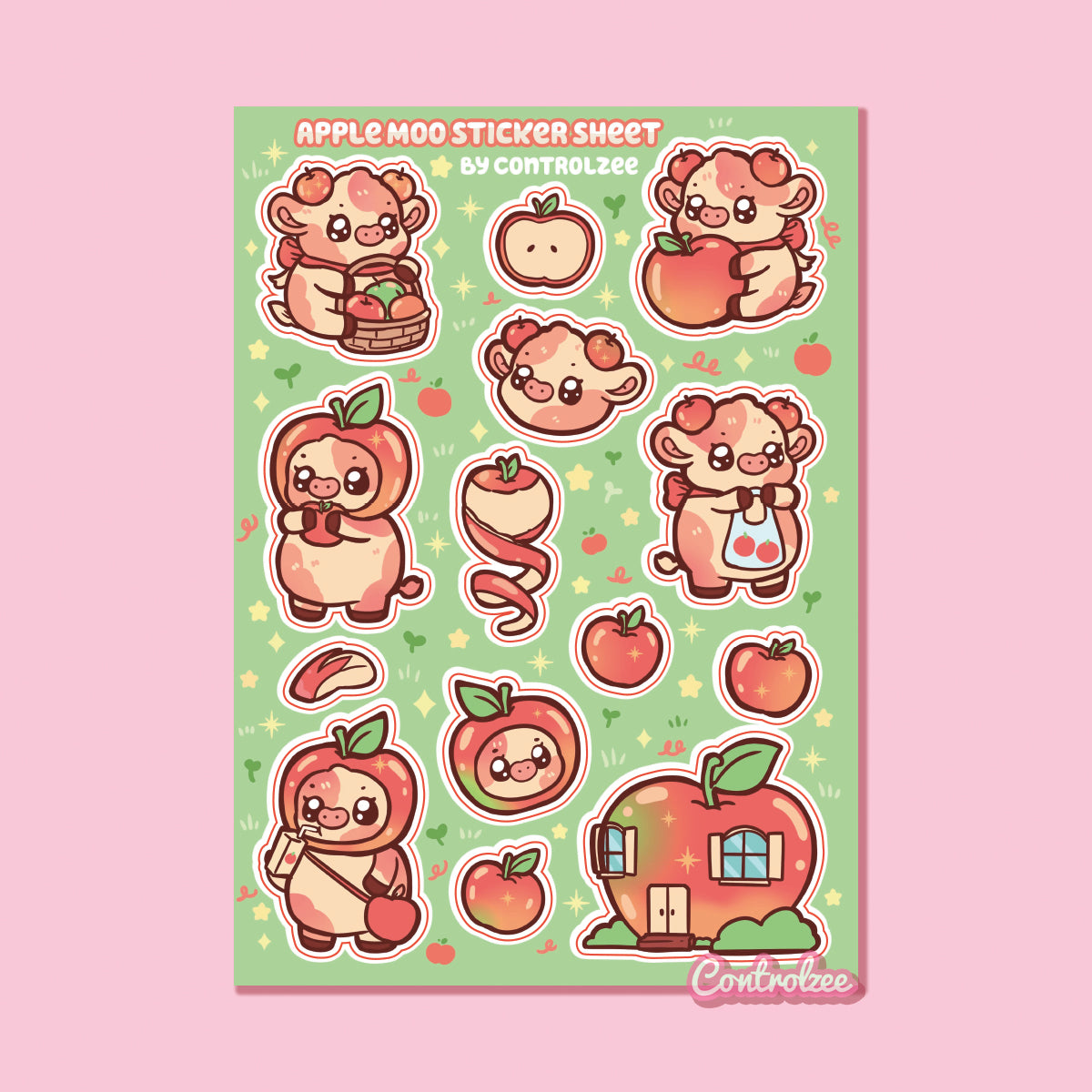 Apple Cow Sticker Sheet