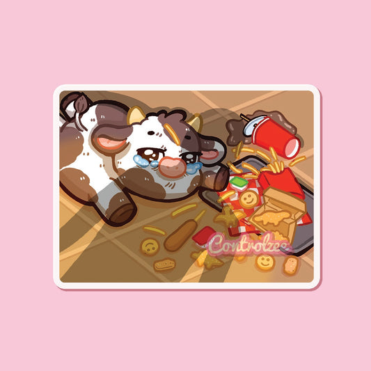 Spilled Meal Cow Sticker