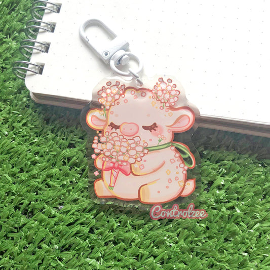 Babys Breath Flower Moo Acrylic Keychain