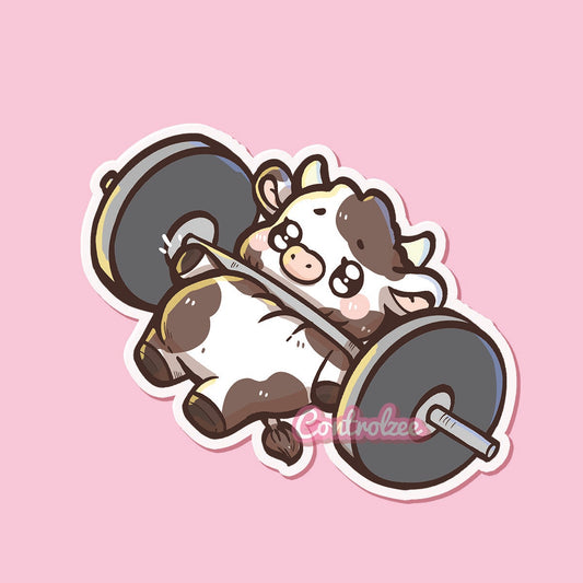 Crushed Barbell Moo Sticker