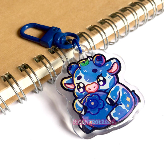 Blueberry Cow Acrylic Keychain