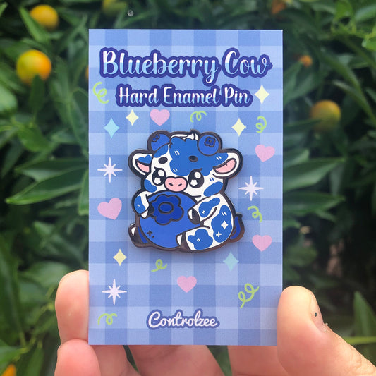 Blueberry Cow Enamel Pin