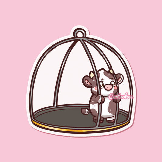 Cow in their Cage Sticker