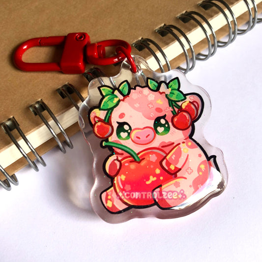 Cherry Cow Acrylic Keychain