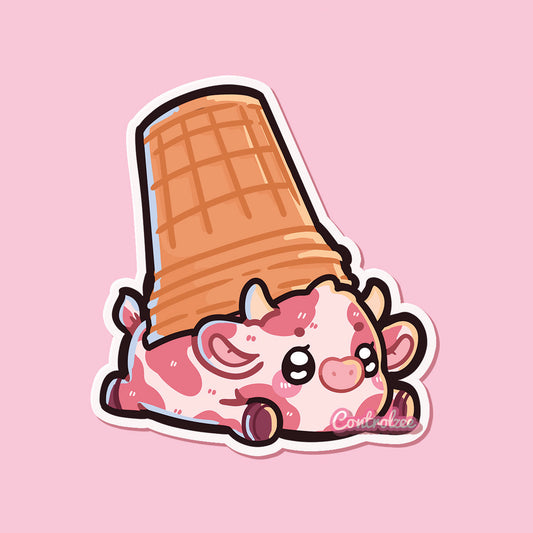 Strawberry Ice Cream Moo Sticker
