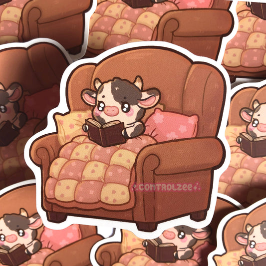 Couch Time Moo Sticker