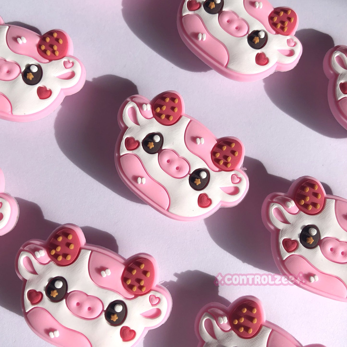 Strawberry Cow Rubber Croc Charm