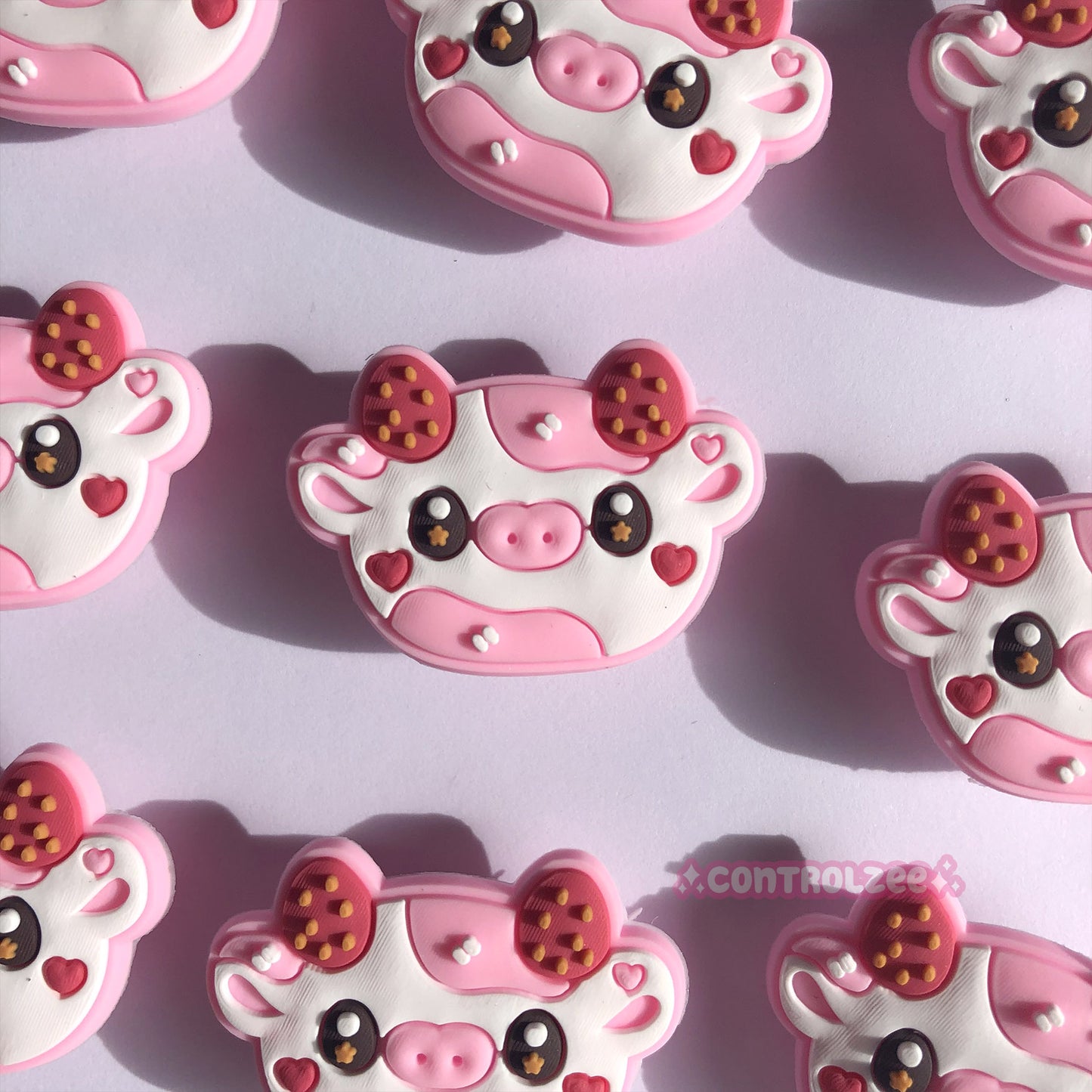 Strawberry Cow Rubber Croc Charm