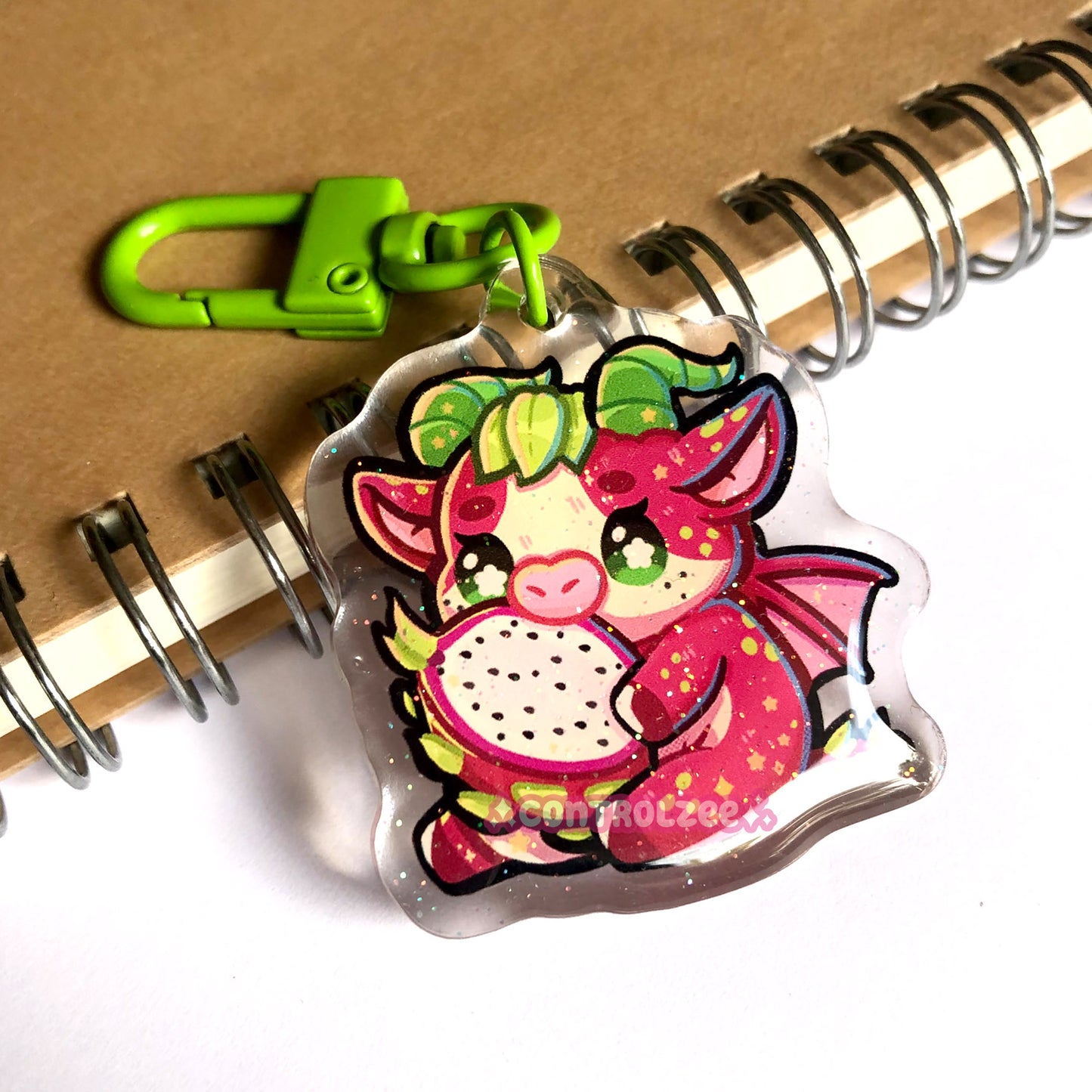 Dragon Fruit Cow Acrylic Keychain