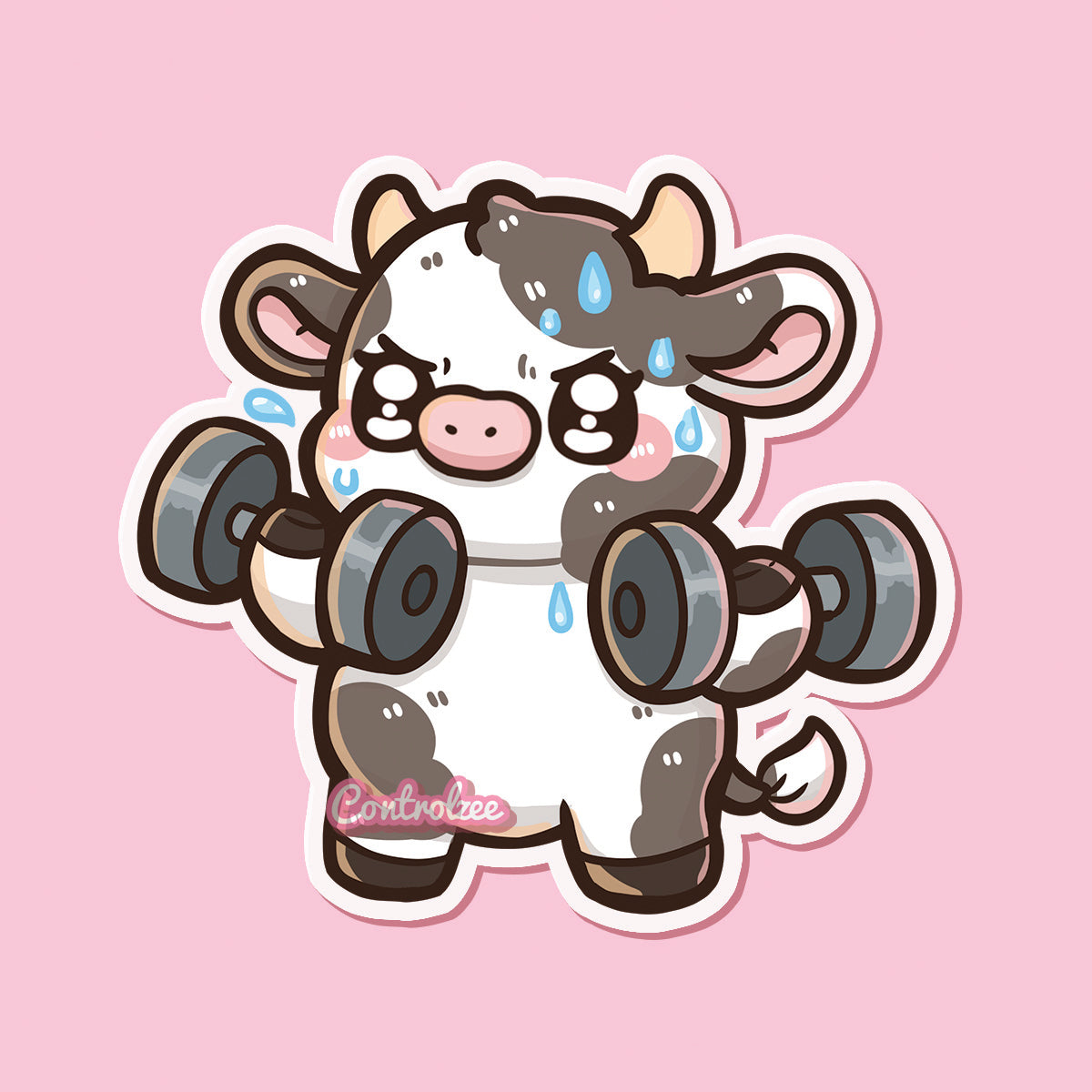 Dumbbell Moo Sticker