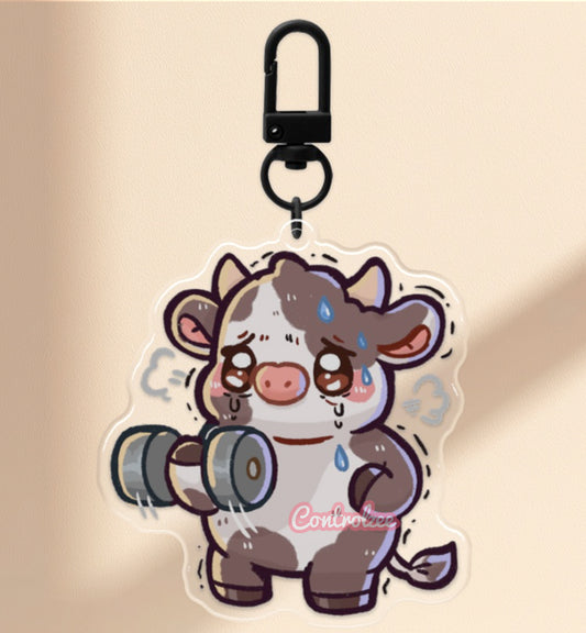 Dumbbell Struggle Moo Keychain