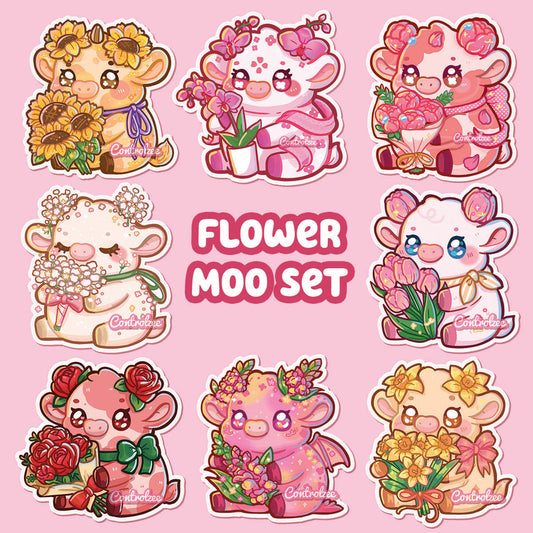Flower Moo Sticker Set