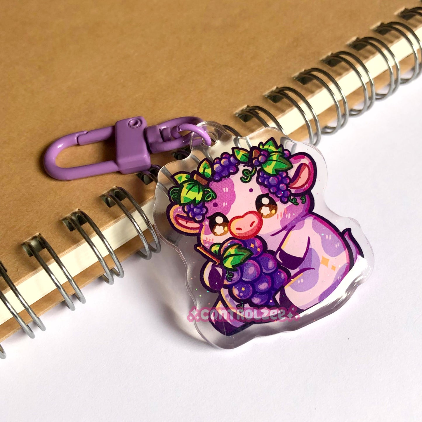 Grape Cow Acrylic Keychain