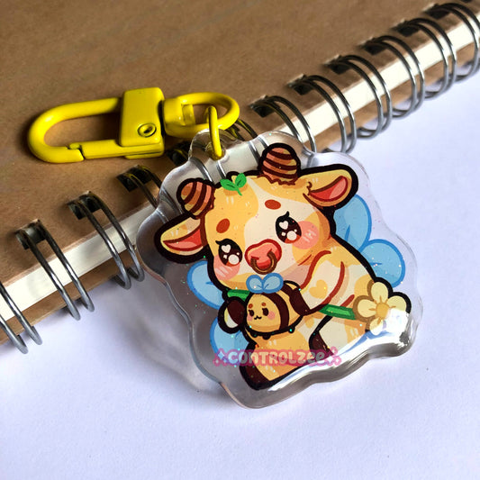 Honey Bee Cow Acrylic Keychain