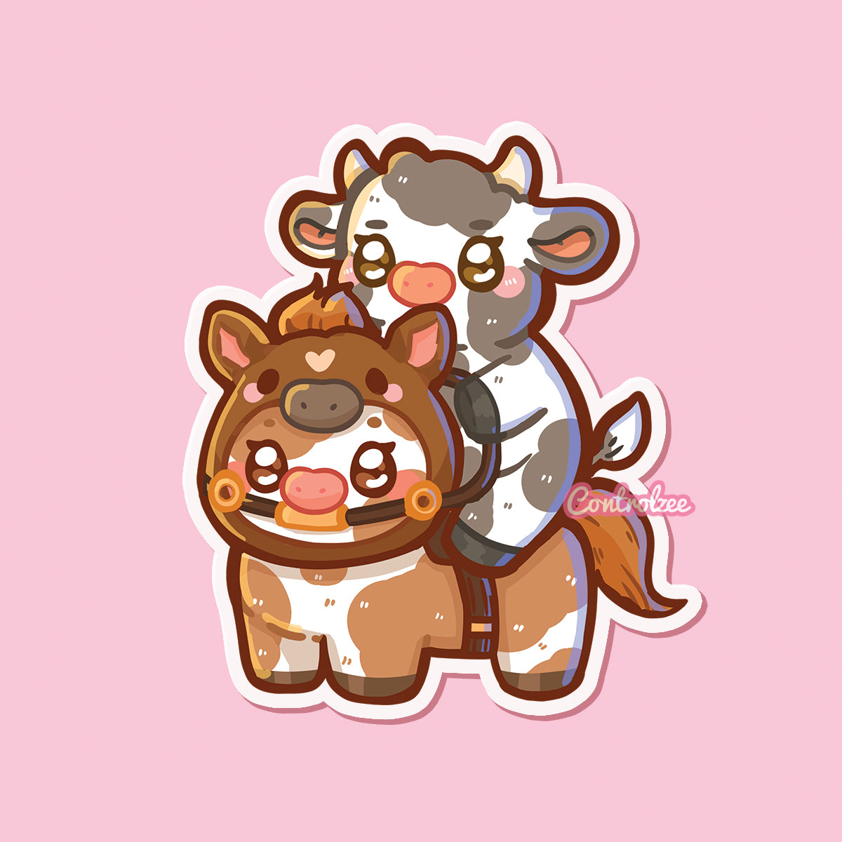 Horse riding Moo Sticker