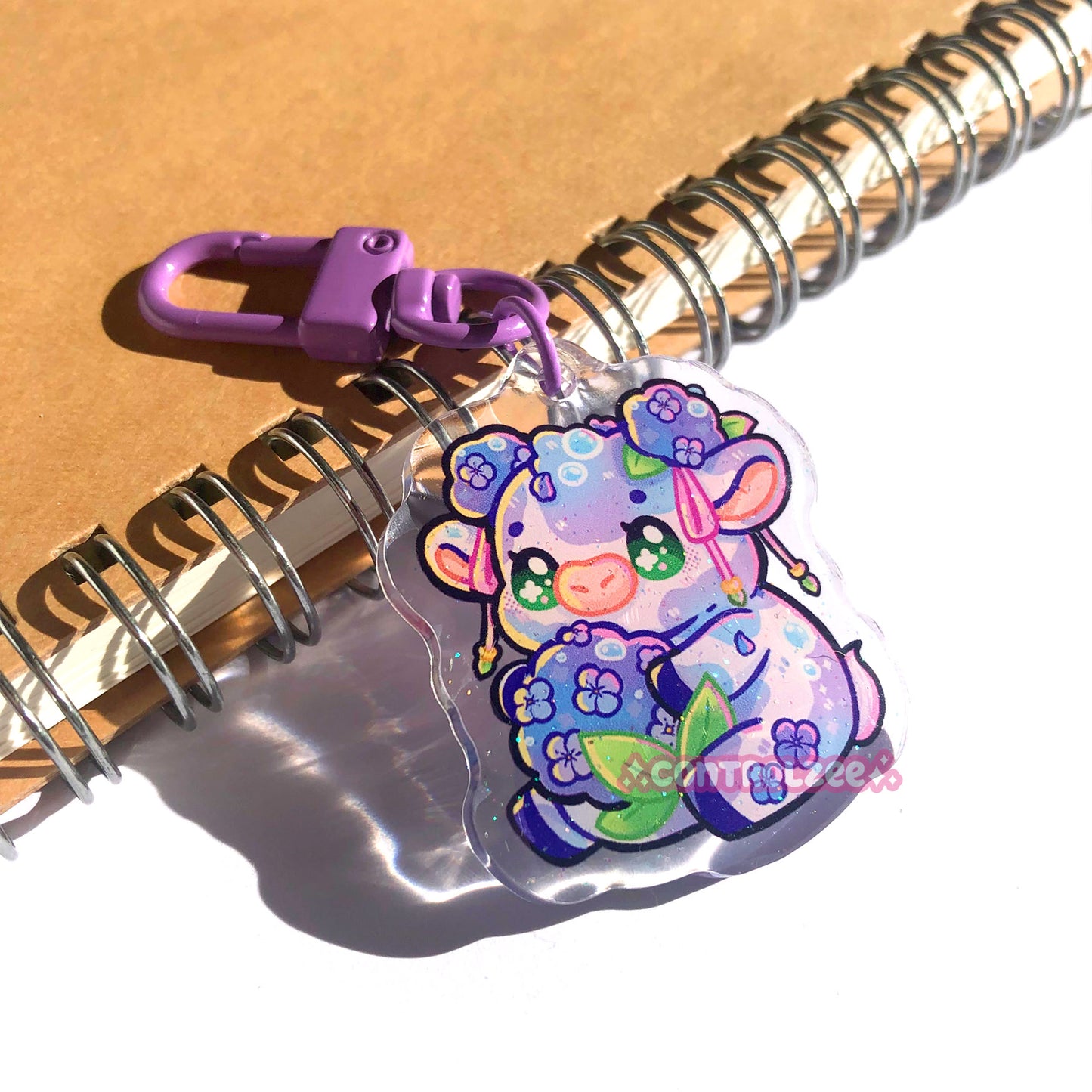 Hydrangea Cow Acrylic Keychain