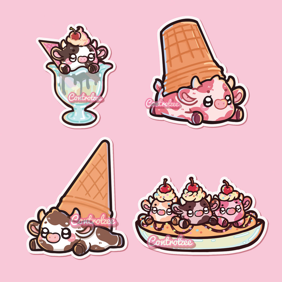 Ice Cream Moo Sticker Set
