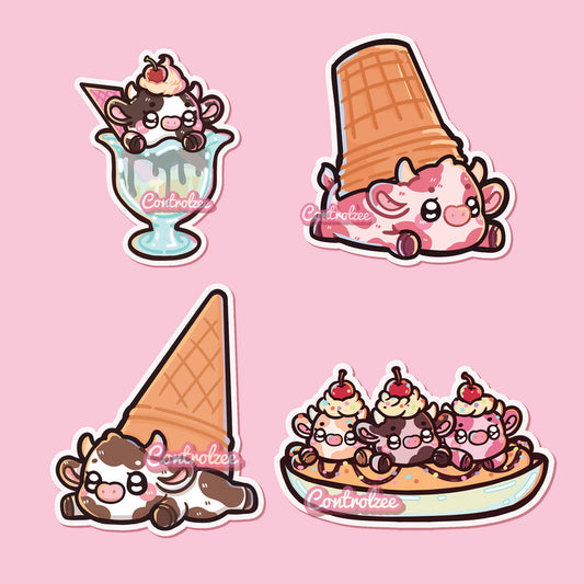Ice Cream Moo Sticker Set