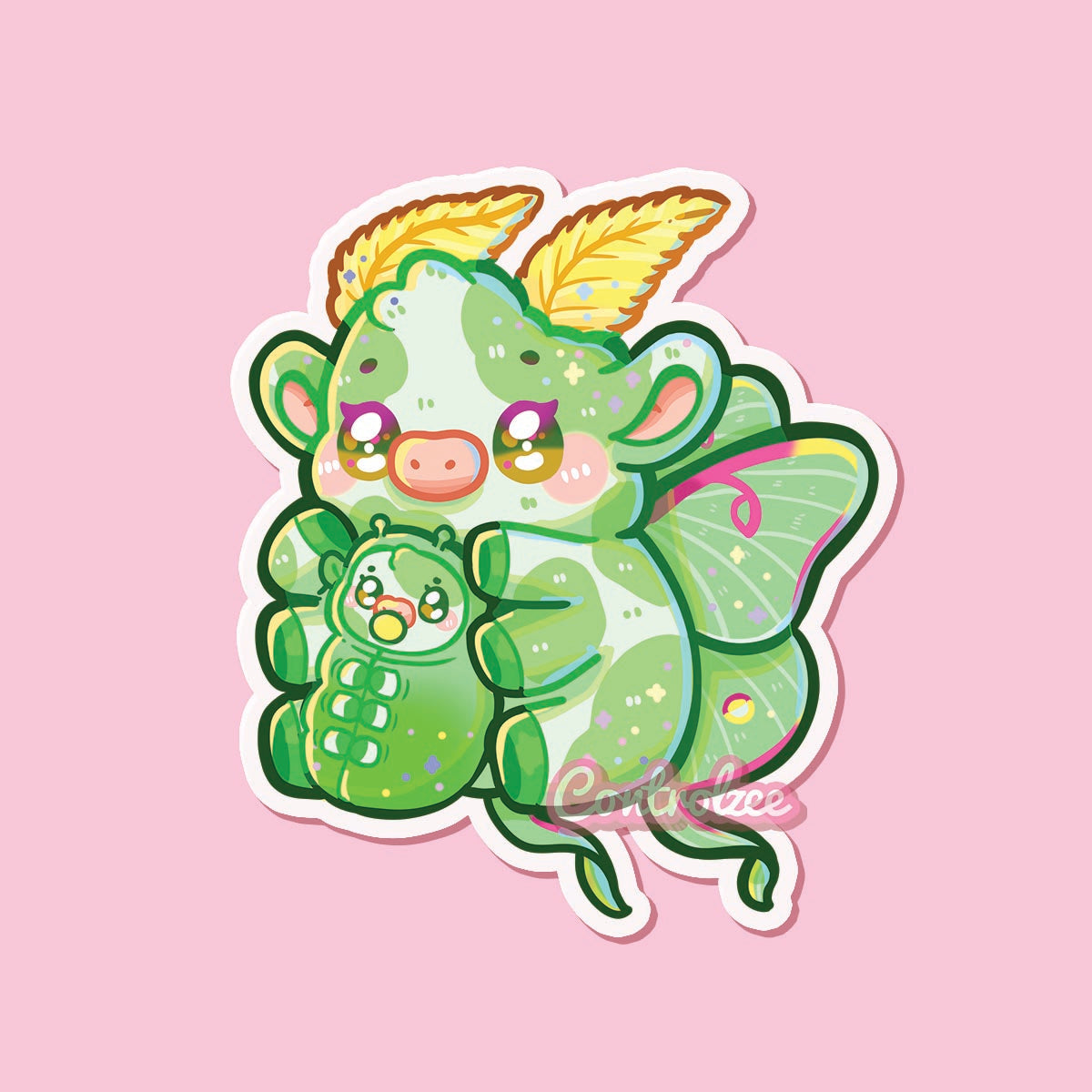 [Moo Mail Club: April] Luna Moth Moo Sticker