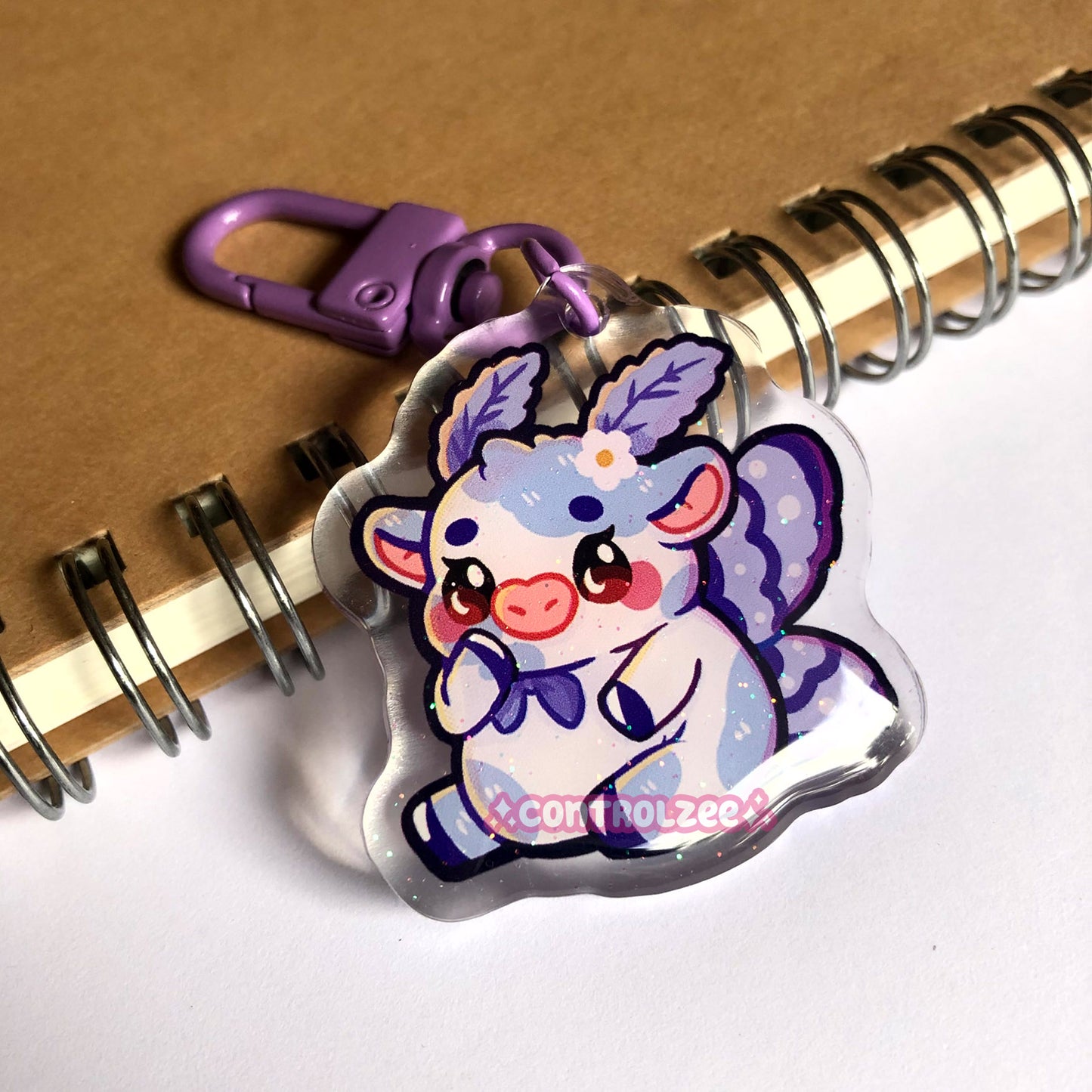 Moth Cow Acrylic Keychain