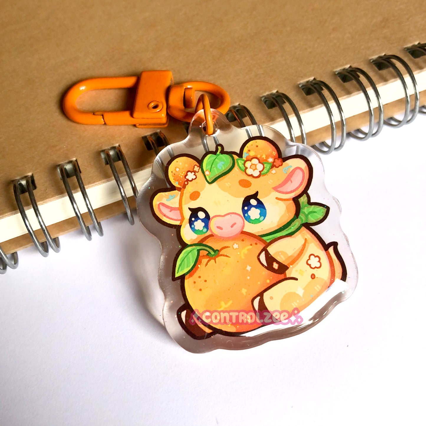 Orange Cow Acrylic Keychain