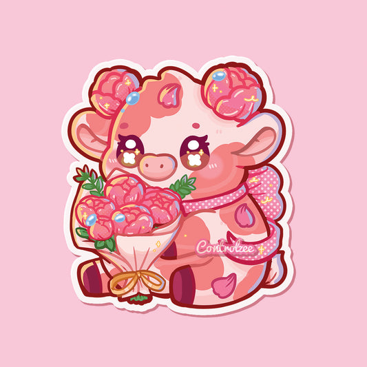 Peony Moo Sticker