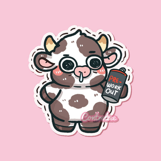 Pre-workout Cow Sticker