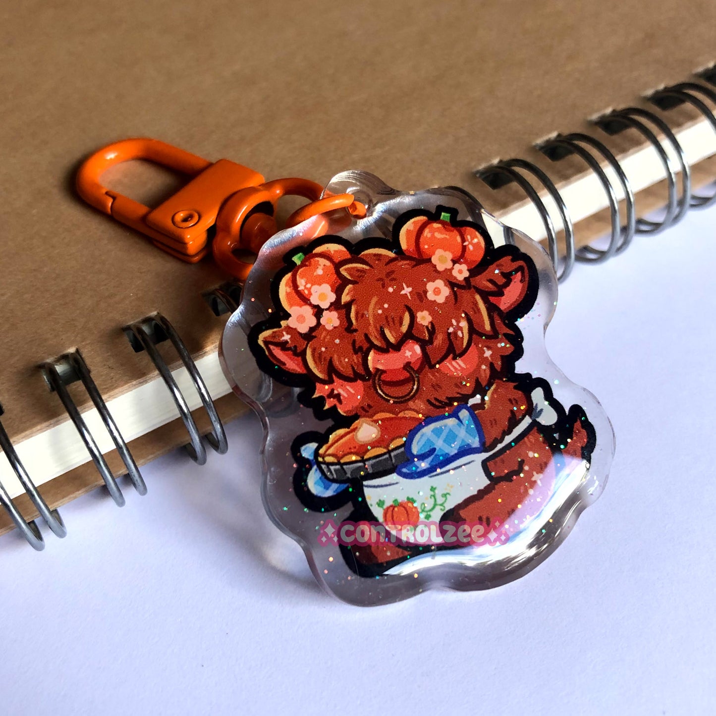 Pumpkin Cow Acrylic Keychain