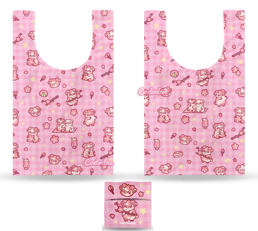 Cherry Blossom Cows Reusable Shopping Bag