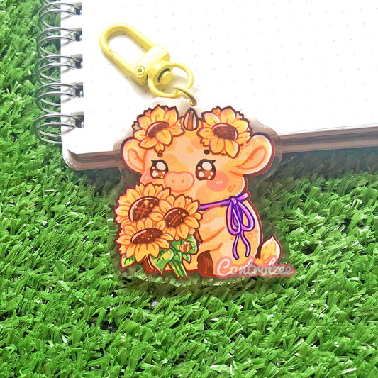 Sunflower Moo Keychain