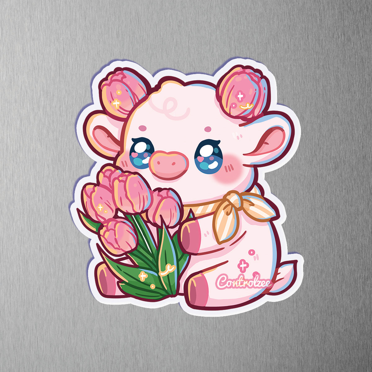 Tulip Flower Moo Magnet
