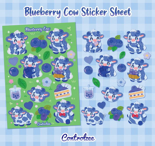 Blueberry Cow Sticker Sheet